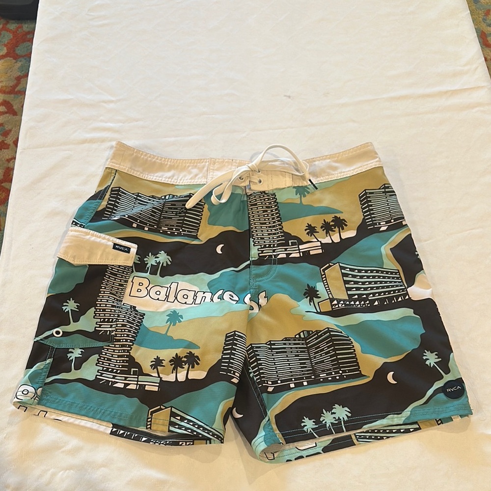 RVCA Men's Boardshorts board shorts SPLENDER TRUNK‎ swim trunks Size 32 EUC